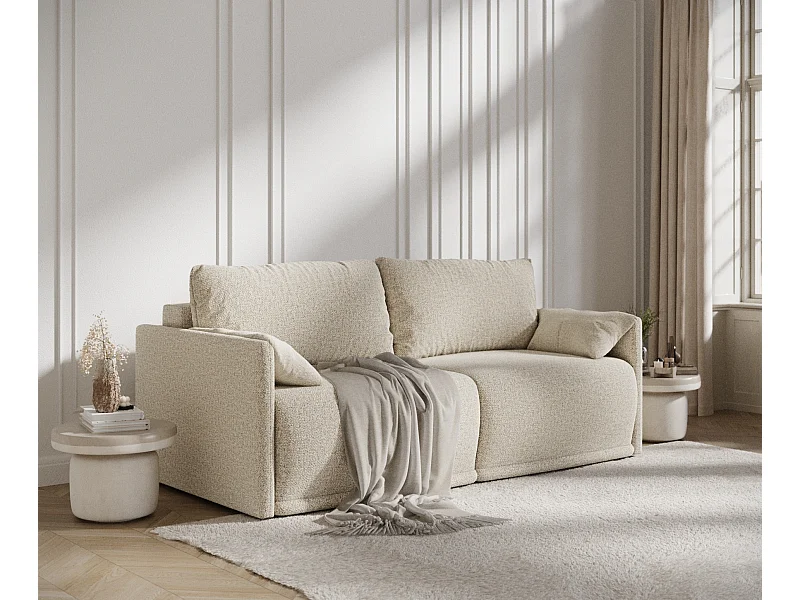 Sofa mit Schlaffunktion Nappa - Boucle - Drei-Personen - beige