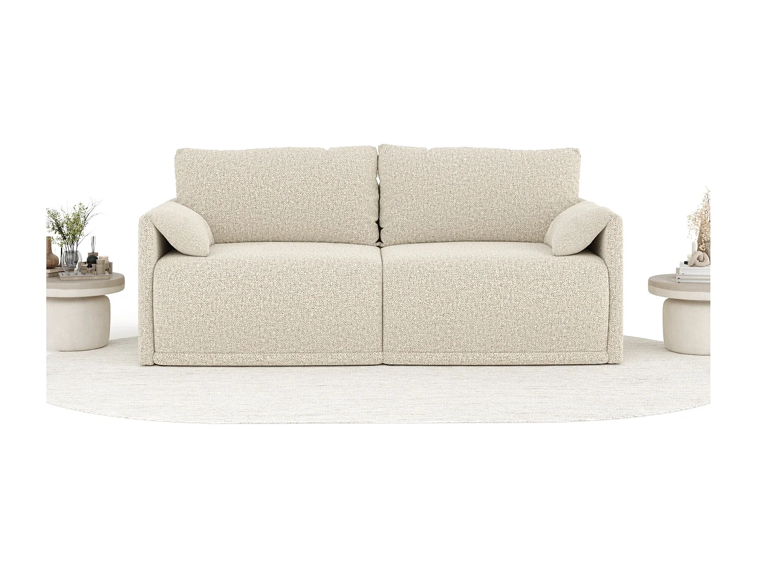 Canapé convertible Nappa - boucle - 3 places - beige