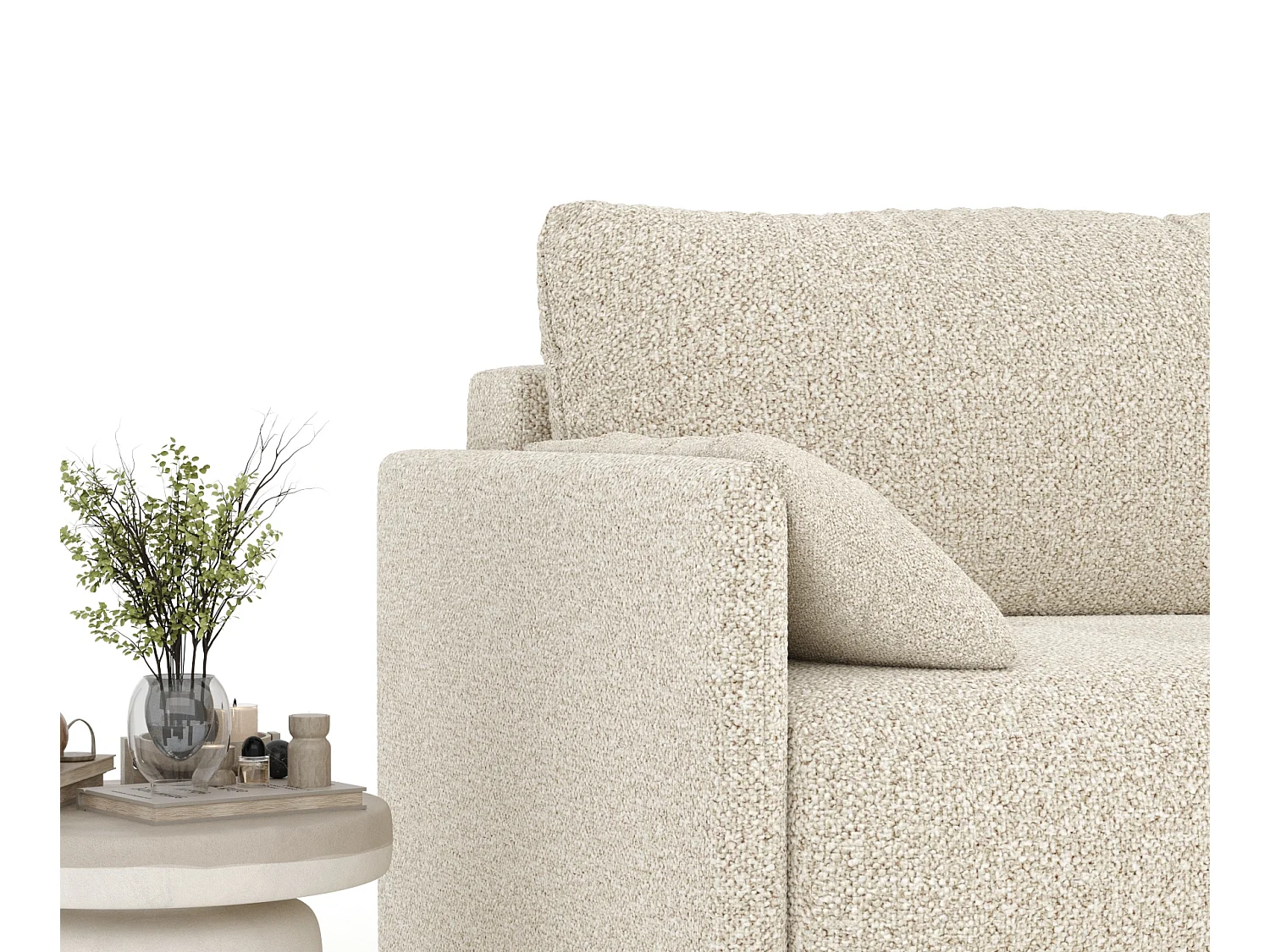 Canapé convertible Nappa - boucle - 3 places - beige