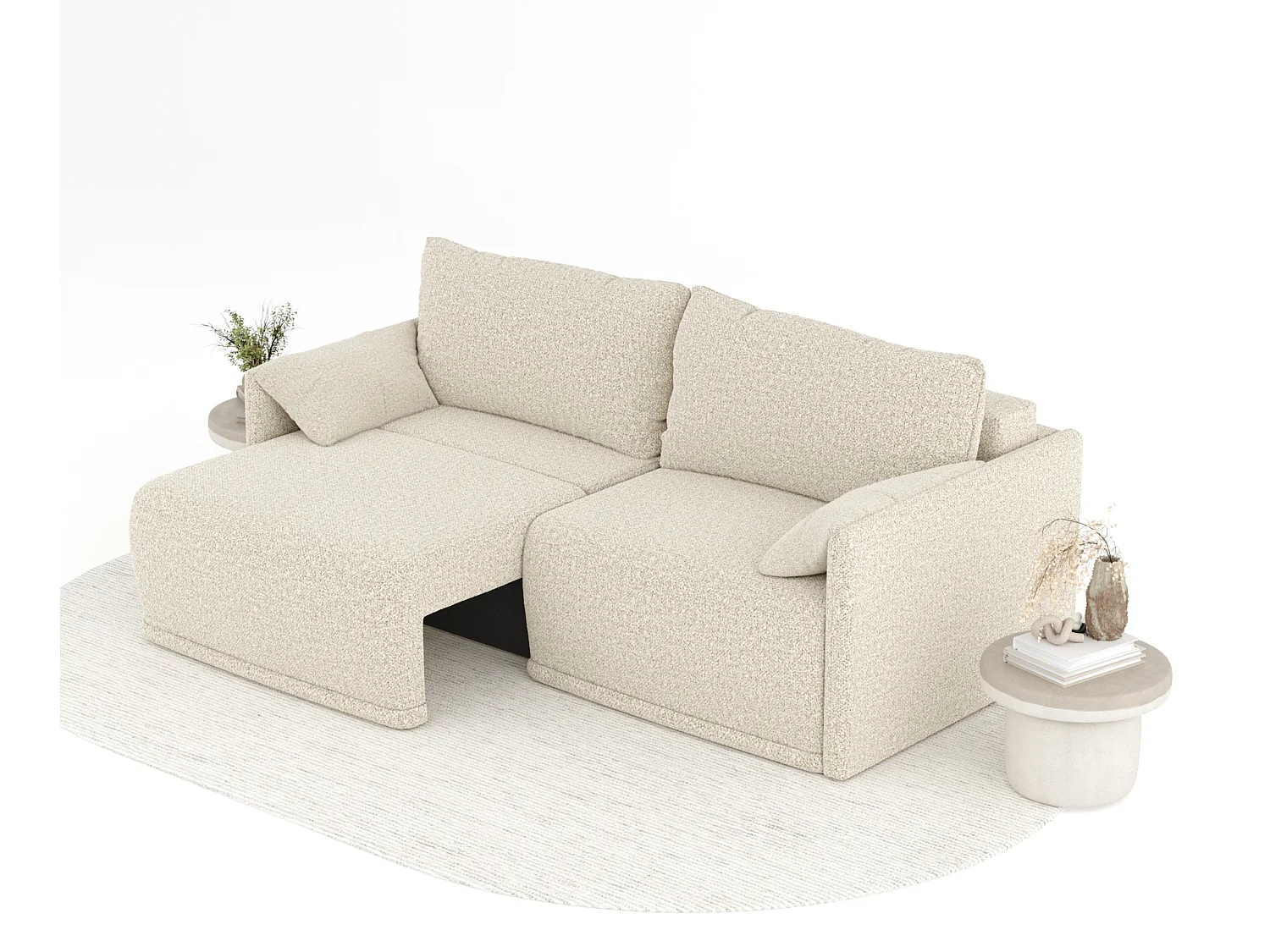 Canapé convertible Nappa - boucle - 3 places - beige