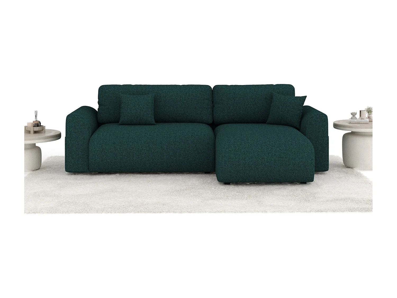 Canapé d'angle convertible Bodega - toile tissée - 4 places - vert