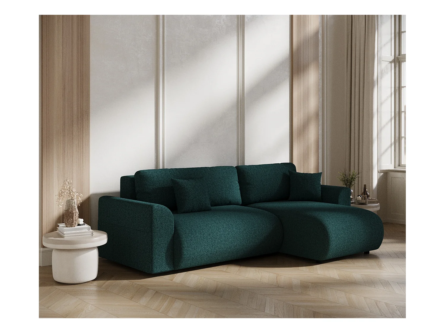Ecksofa mit Schlaffunktion Bodega - Webstoff - 4-Sitzer - grün