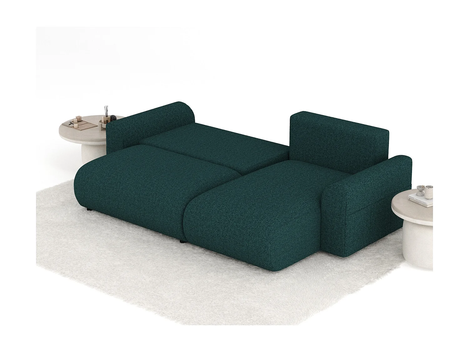 Canapé d'angle convertible Bodega - toile tissée - 4 places - vert