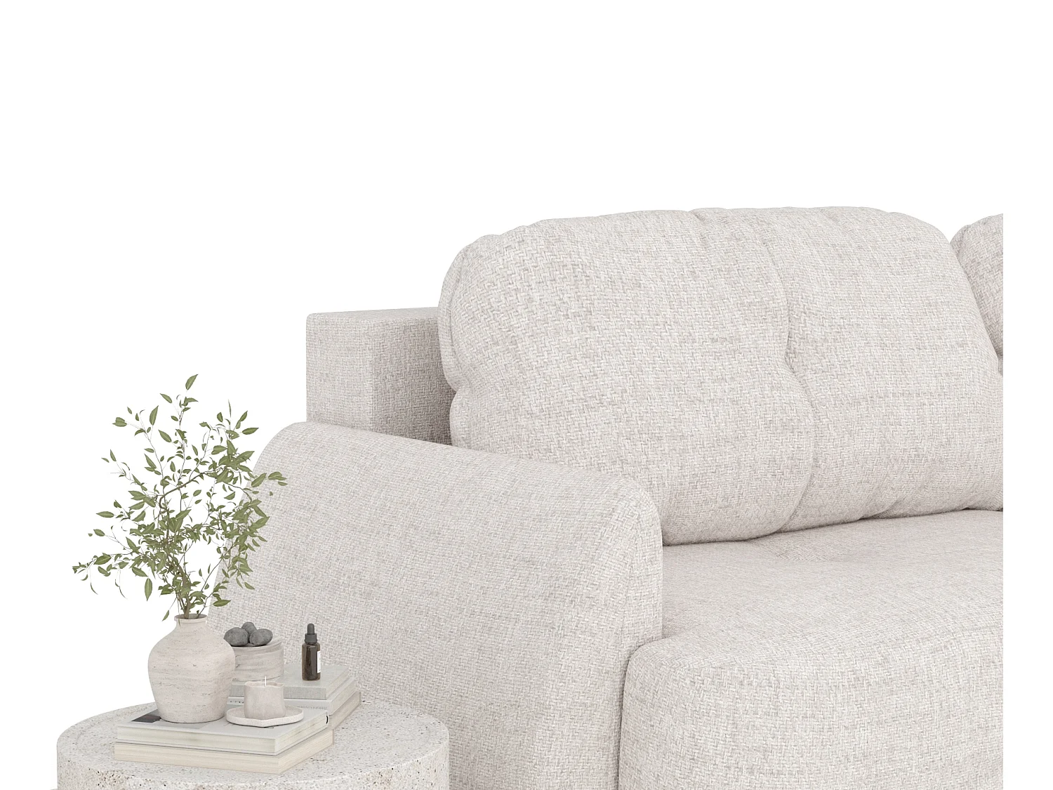 Canapé convertible Loca - toile tissée - 3 places - beige