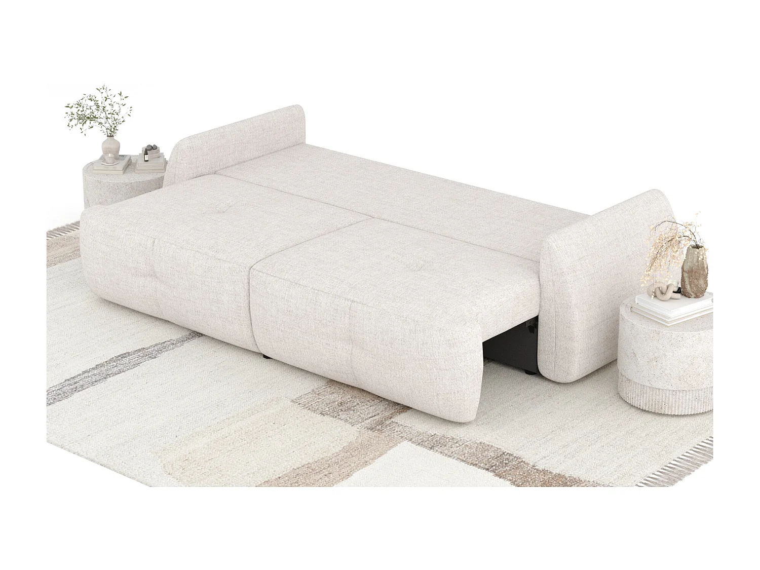 Canapé convertible Loca - toile tissée - 3 places - beige