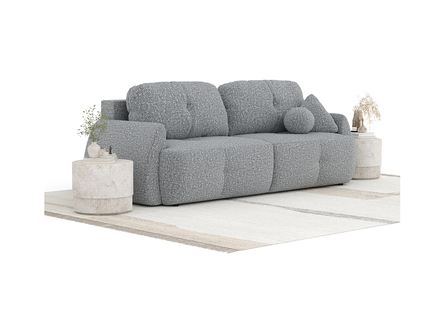 Sofa mit Schlaffunktion Loca - Boucle - Drei-Personen - grau