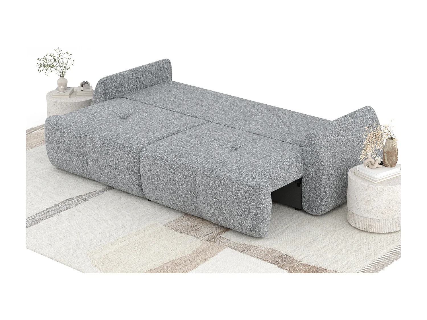 Canapé convertible Loca - boucle - 3 places - gris