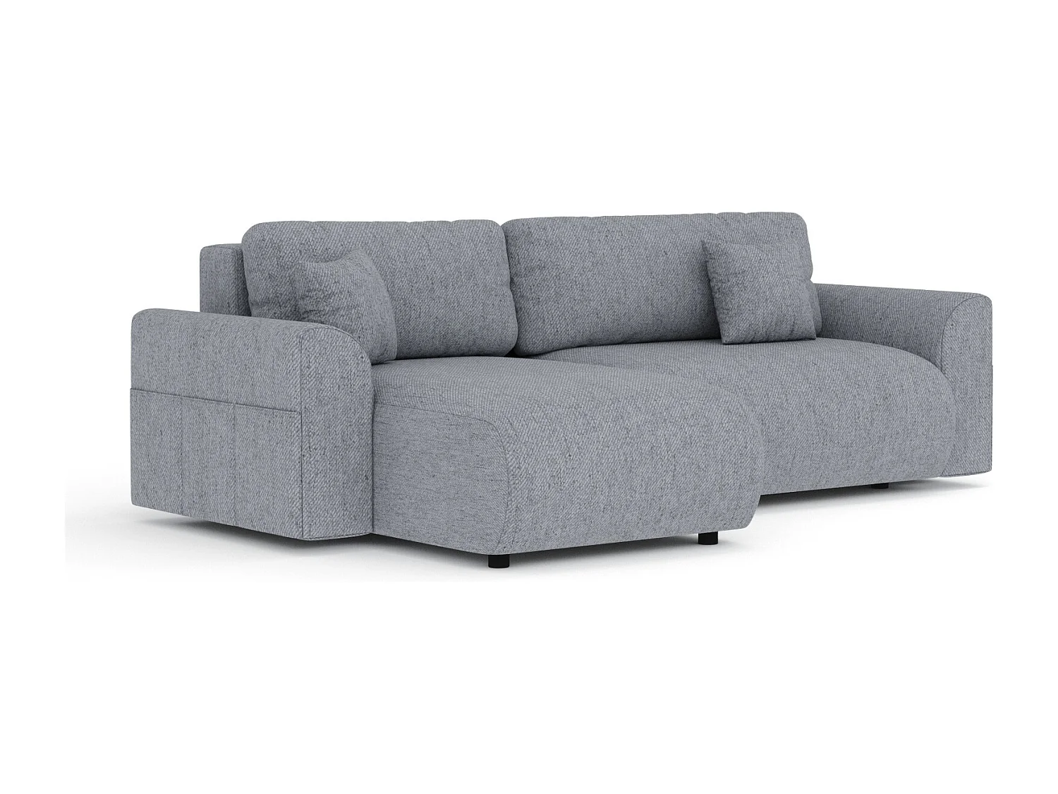 Canapé d'angle convertible Bodega - toile tissée - 4 places - gris