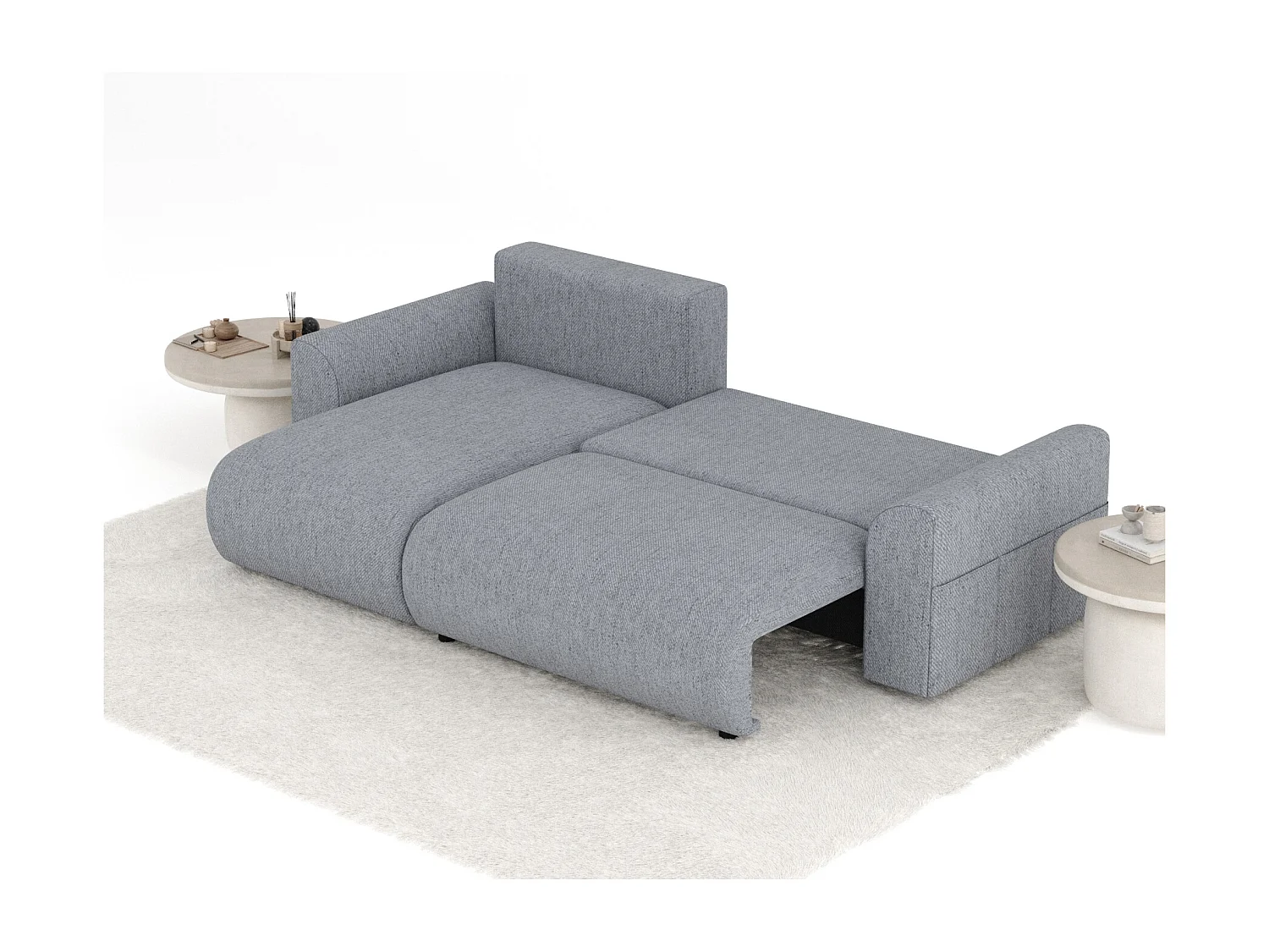 Canapé d'angle convertible Bodega - toile tissée - 4 places - gris