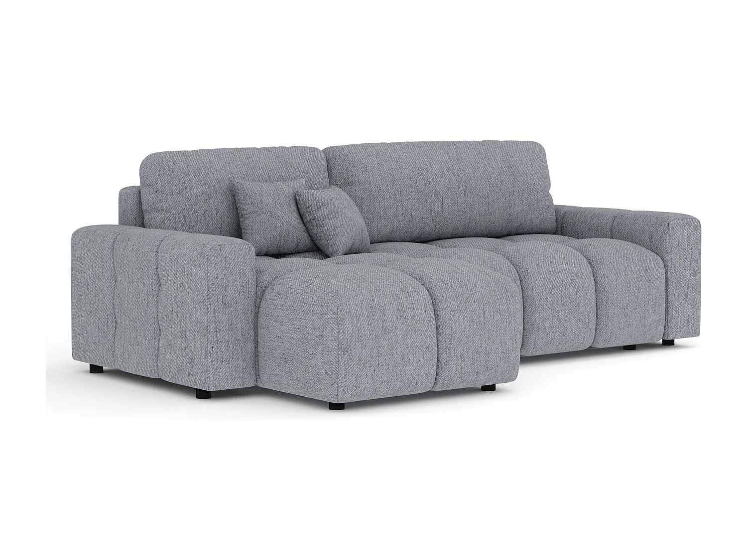 Canapé d'angle convertible Ucci - toile tissée - 4 places - gris