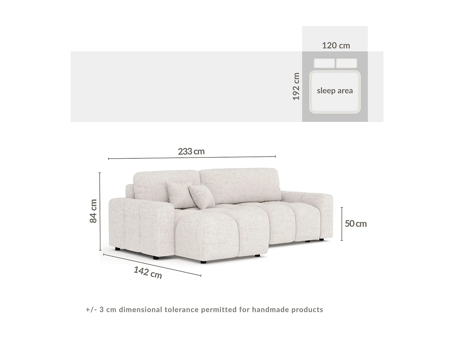Canapé d'angle convertible Ucci - toile tissée - 4 places - gris