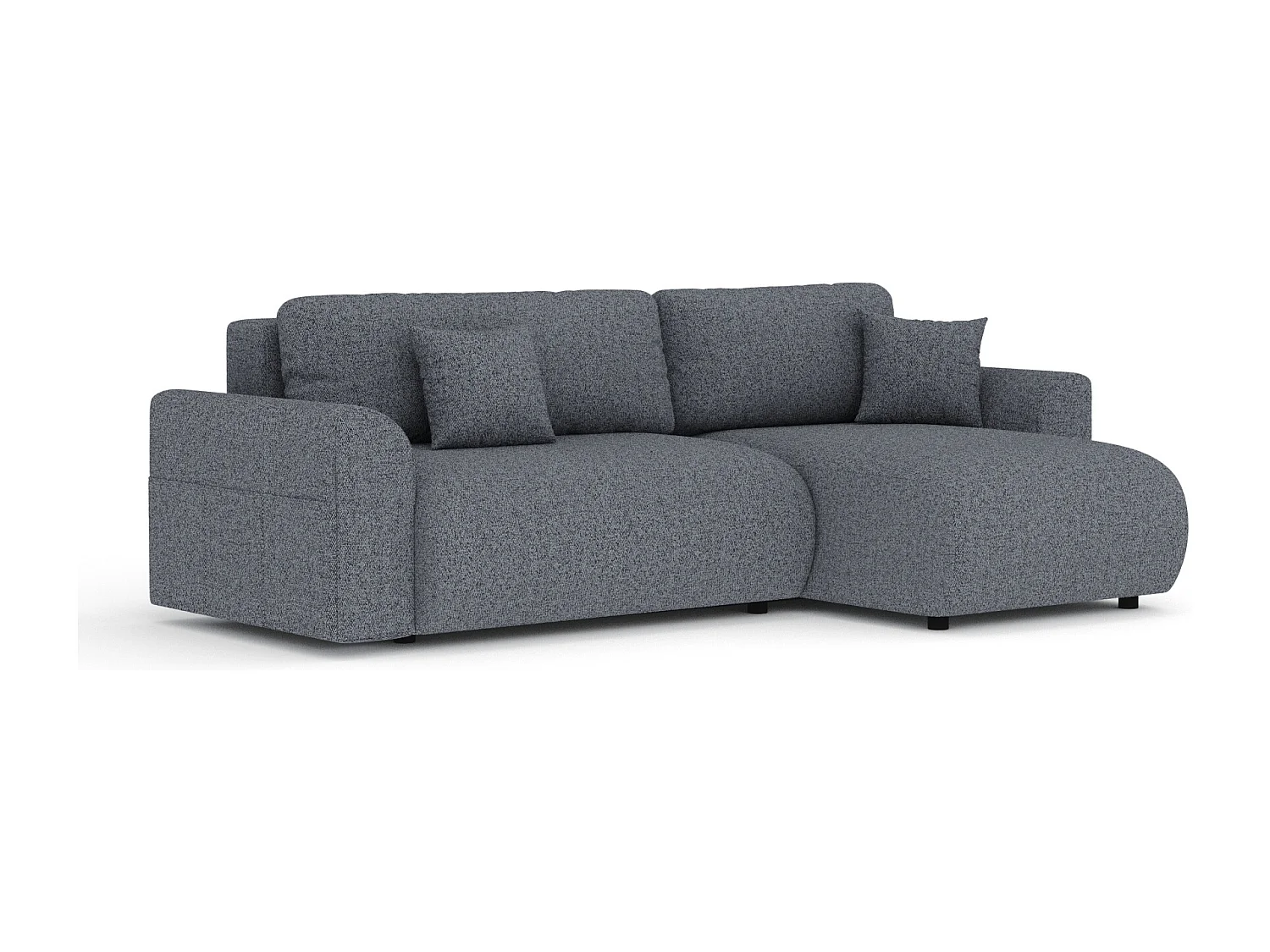 Canapé d'angle convertible Bodega - toile tissée - 4 places - bleu gris