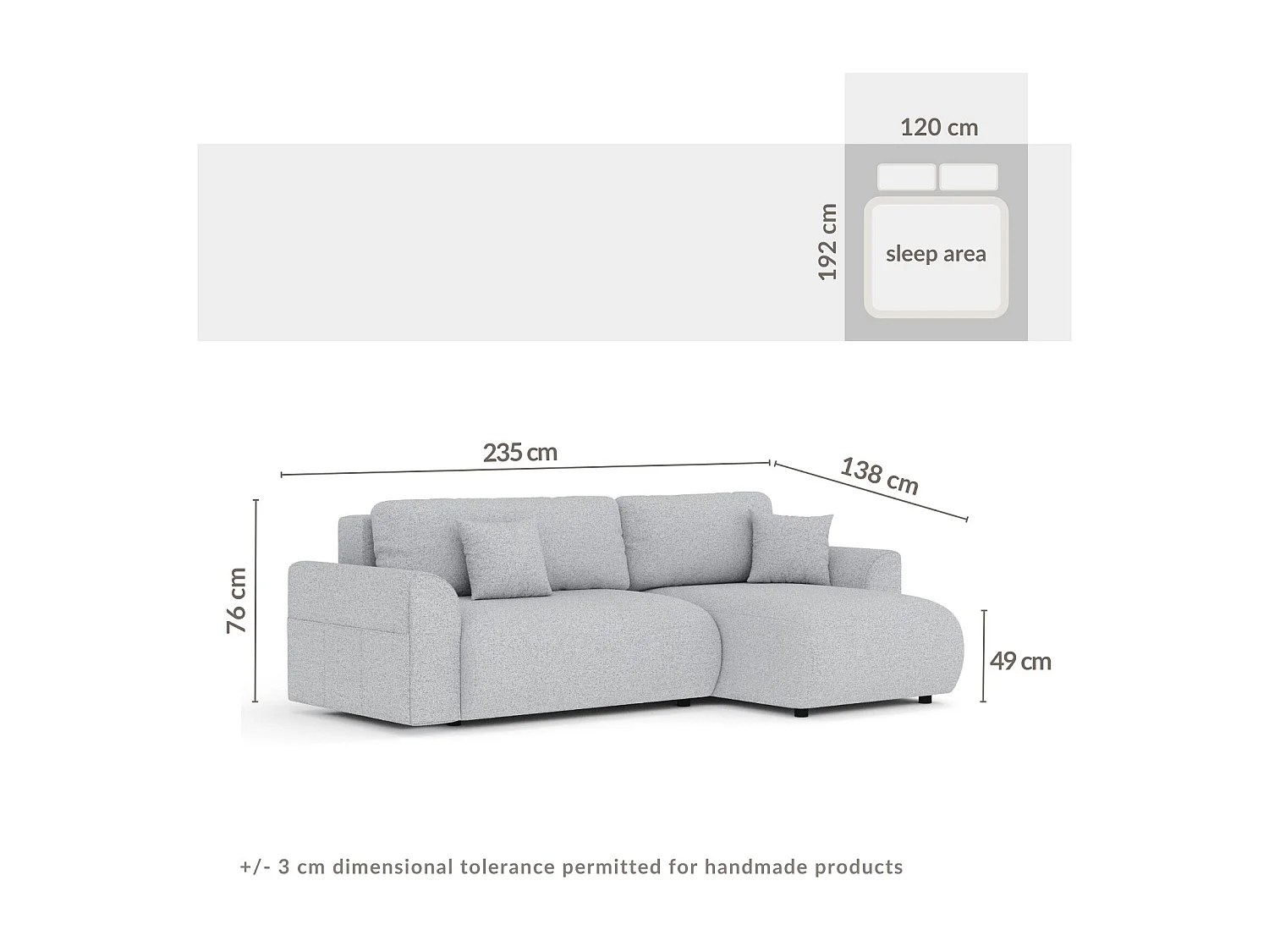 Canapé d'angle convertible Bodega - toile tissée - 4 places - bleu gris