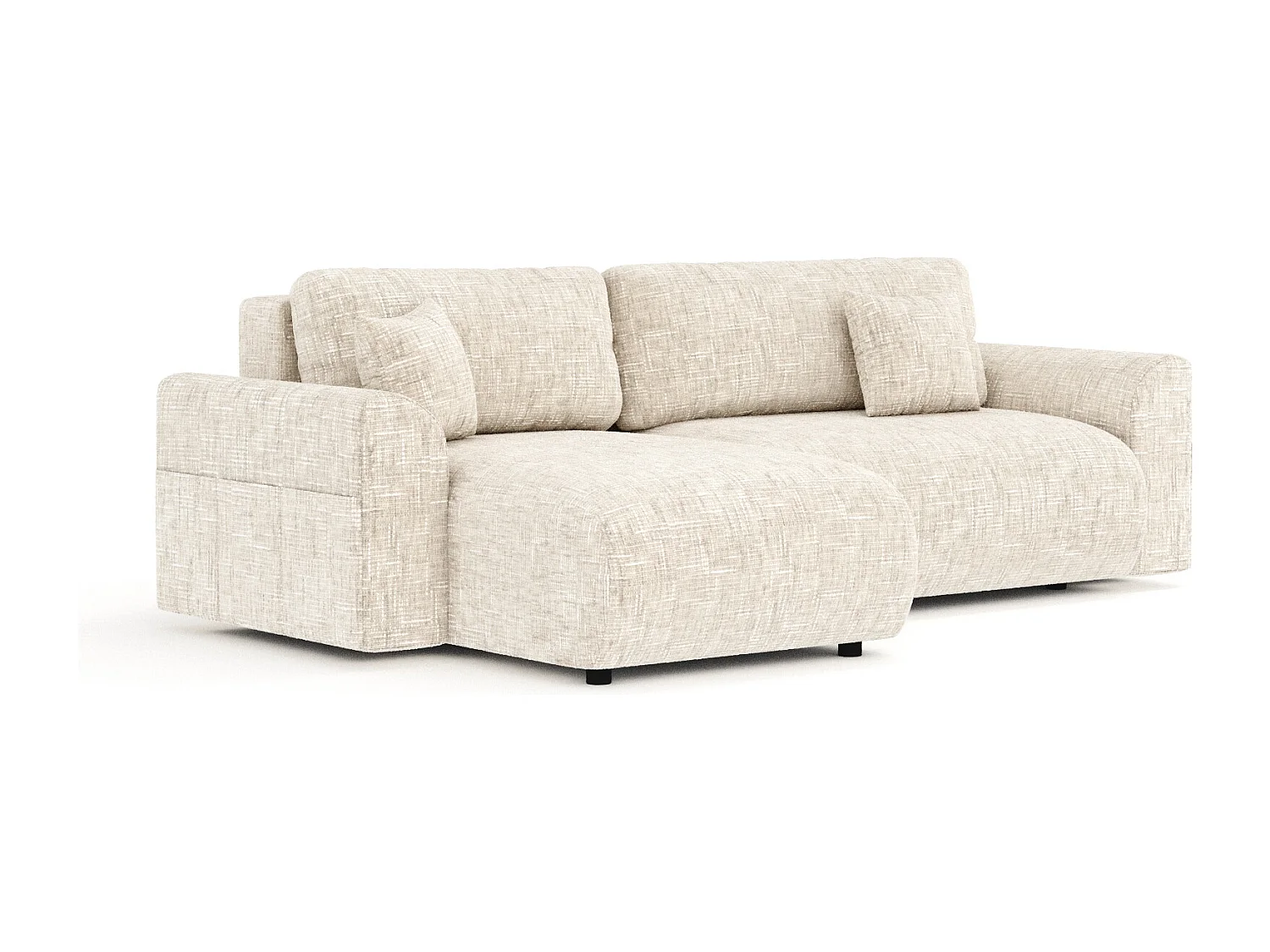 Canapé d'angle convertible Bodega - toile tissée - 4 places - creme