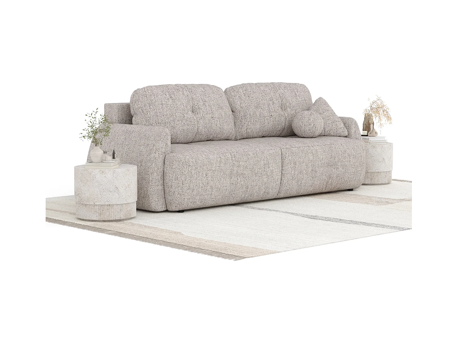 Sofa mit Schlaffunktion Loca - Webstoff - Drei-Personen - hellbraun
