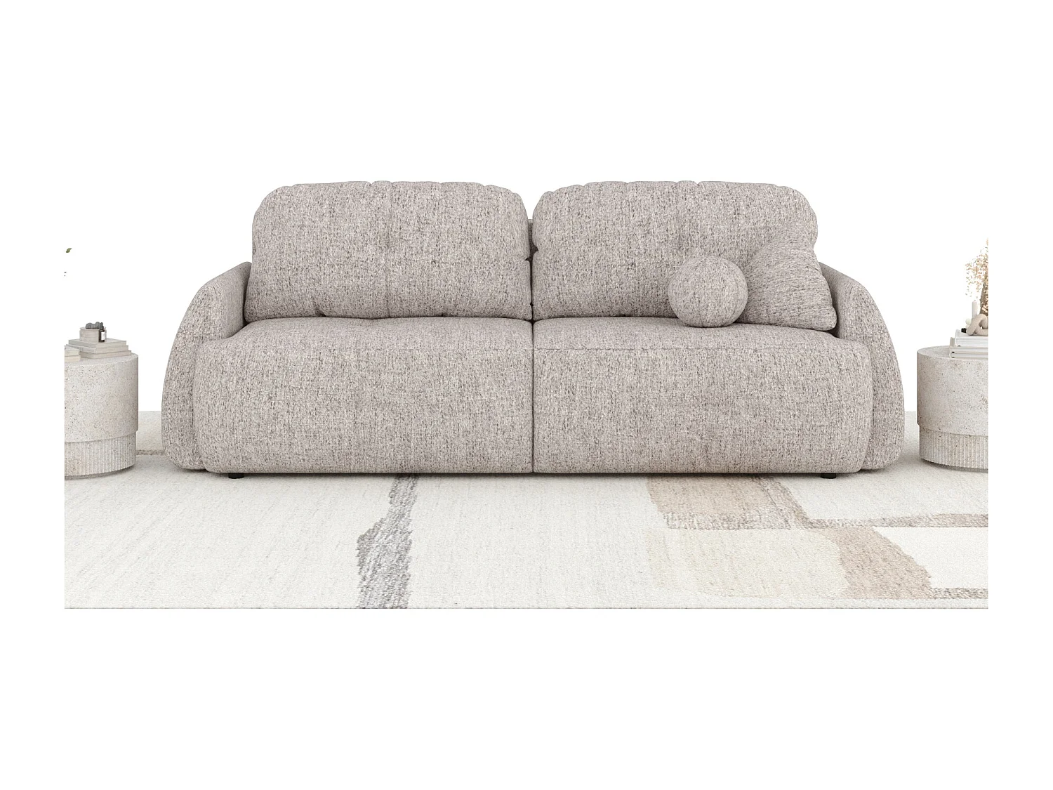 Canapé convertible Loca - toile tissée - 3 places - brun claire