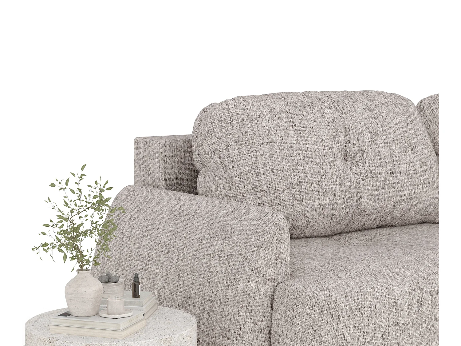 Canapé convertible Loca - toile tissée - 3 places - brun claire