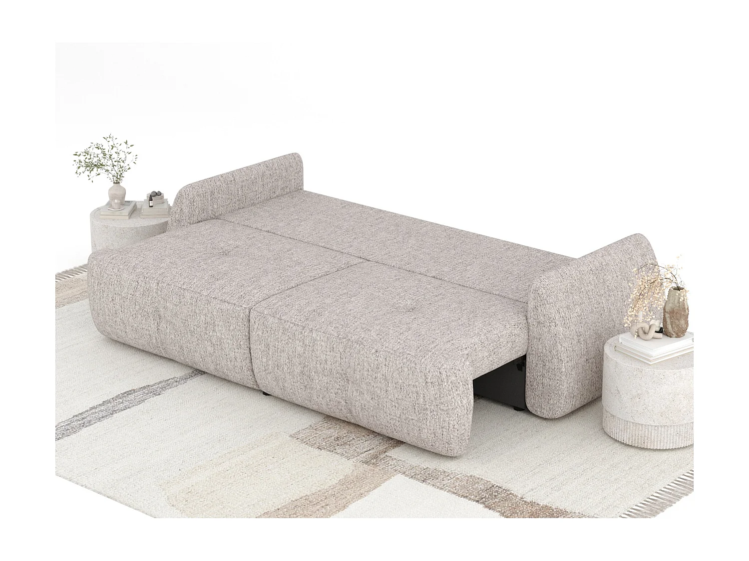 Canapé convertible Loca - toile tissée - 3 places - brun claire