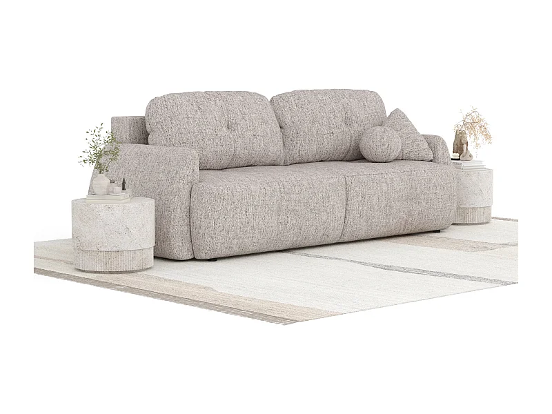 Canapé convertible Loca - toile tissée - 3 places - brun claire