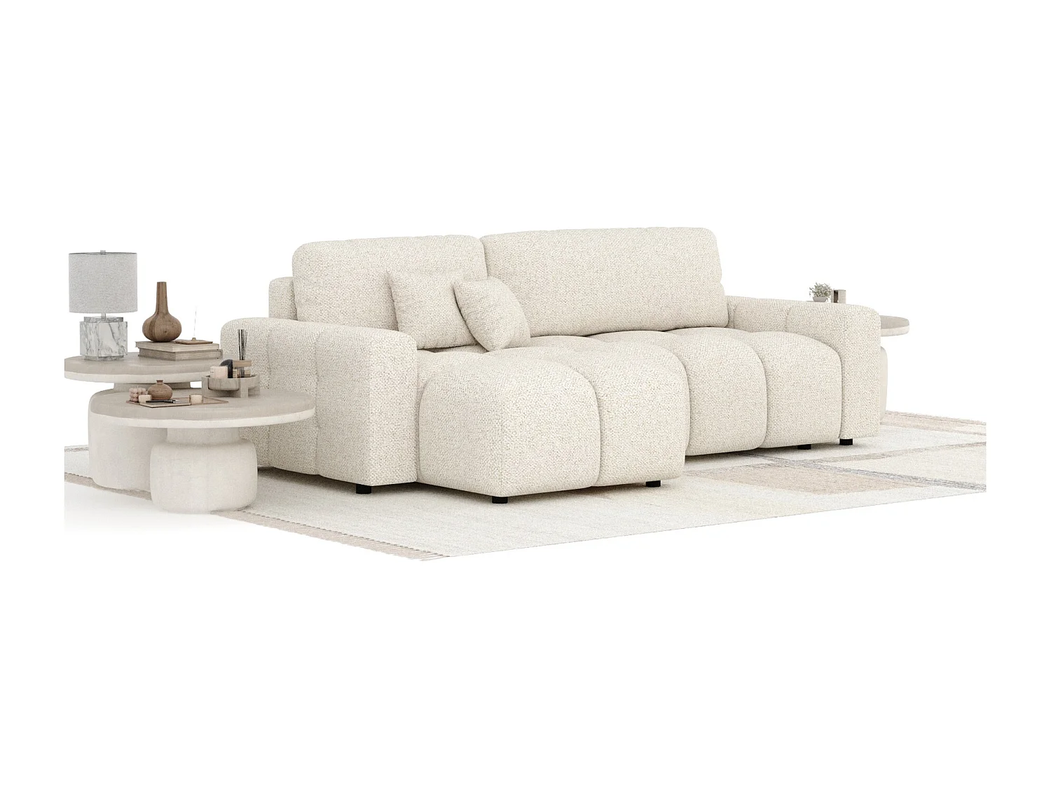 Canapé d'angle convertible Ucci - boucle - 4 places - creme