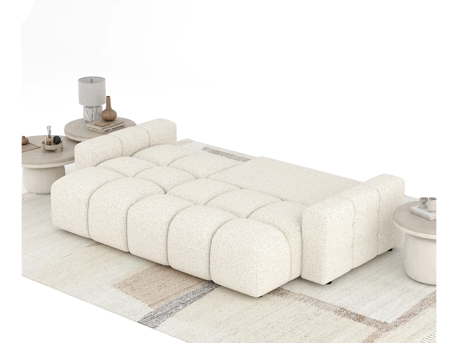 Canapé d'angle convertible Ucci - boucle - 4 places - creme