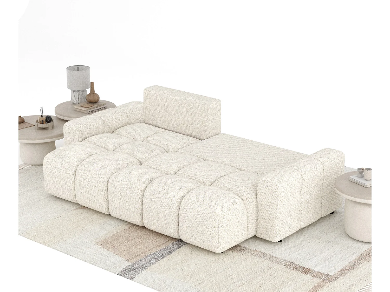 Canapé d'angle convertible Ucci - boucle - 4 places - creme