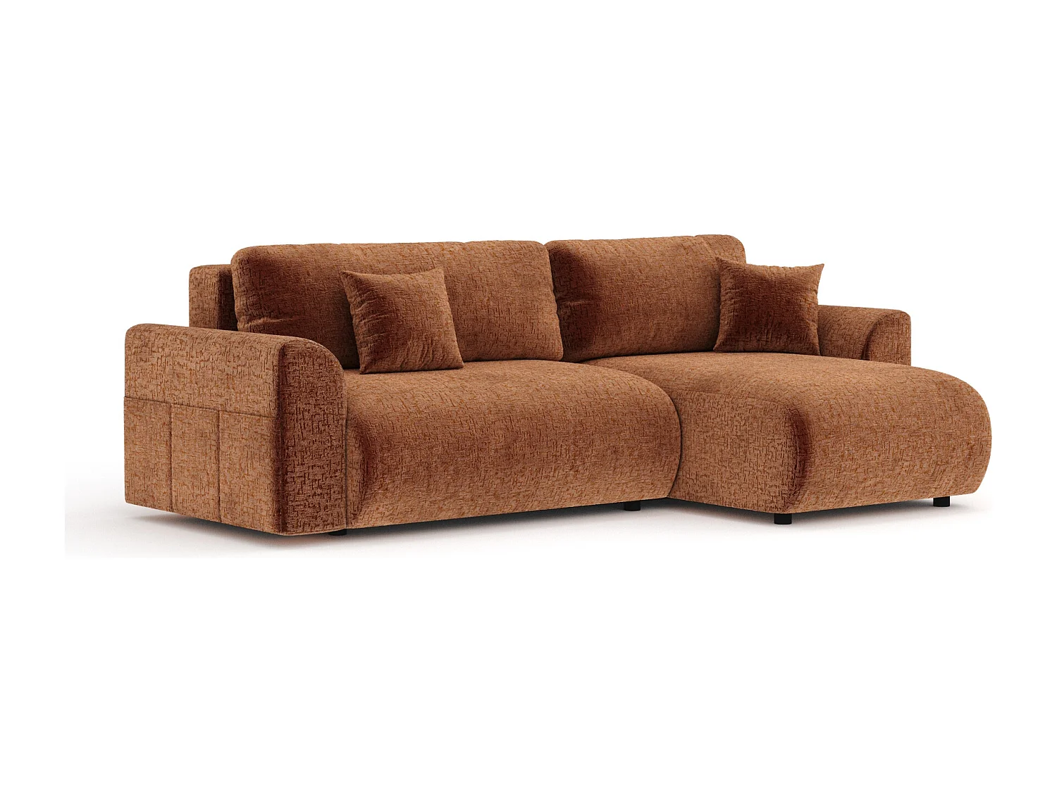 Canapé d'angle convertible Bodega - chenille - 4 places - couleur cuivre