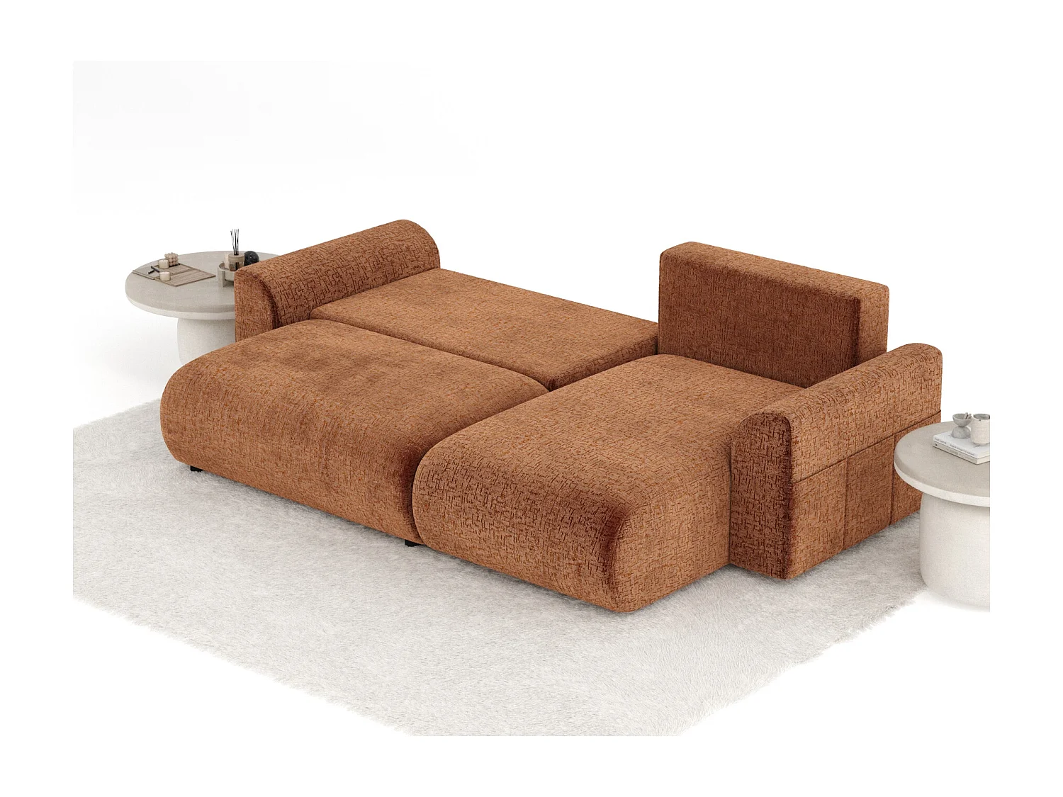 Canapé d'angle convertible Bodega - chenille - 4 places - couleur cuivre