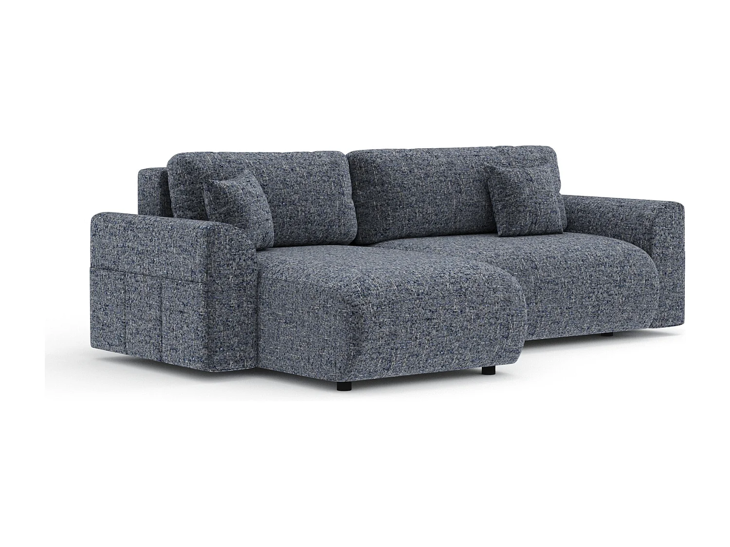 Canapé d'angle convertible Bodega - toile tissée - 4 places - bleu marine