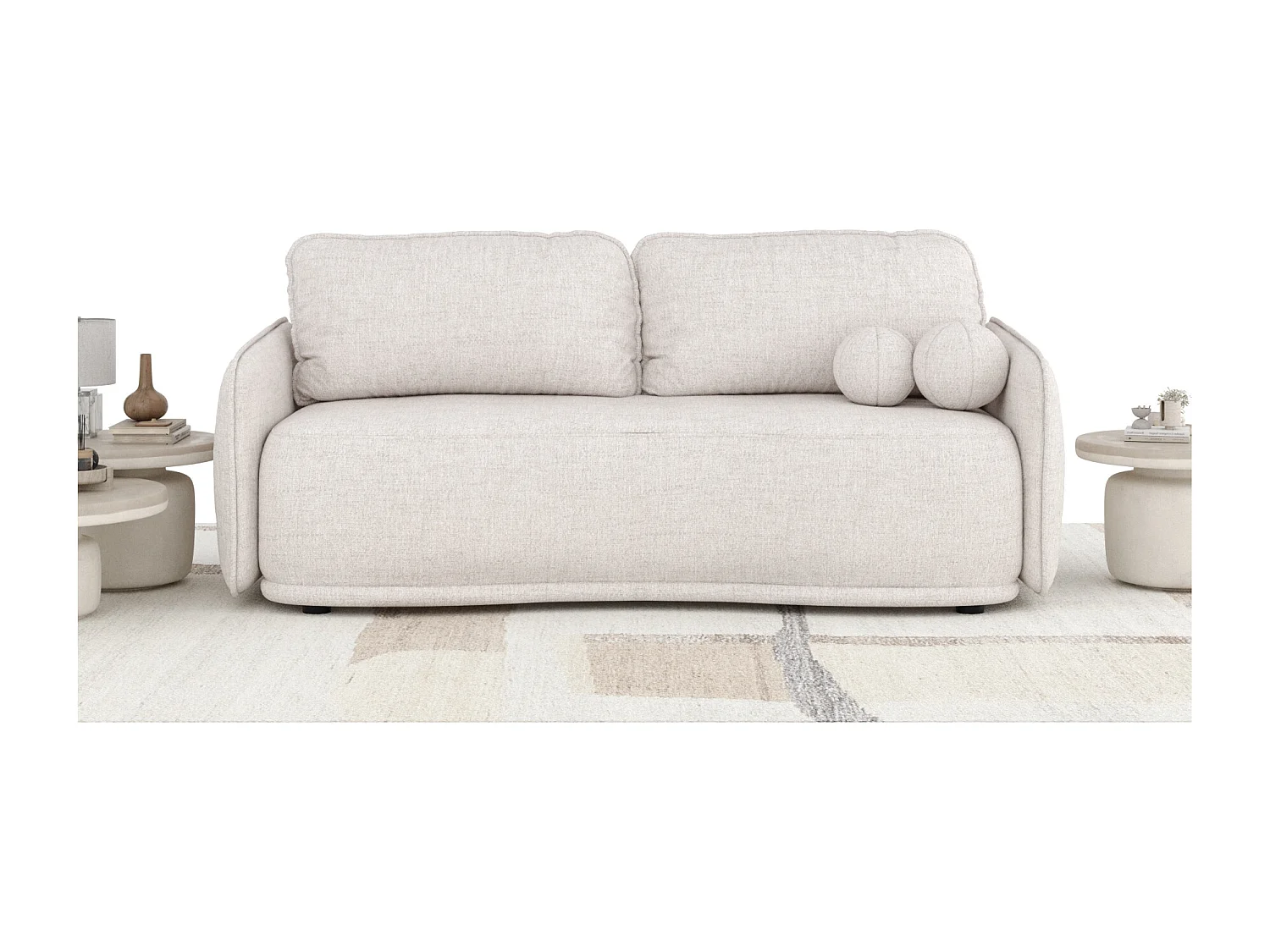 Canapé convertible Mitsis - toile tissée - 3 places - beige