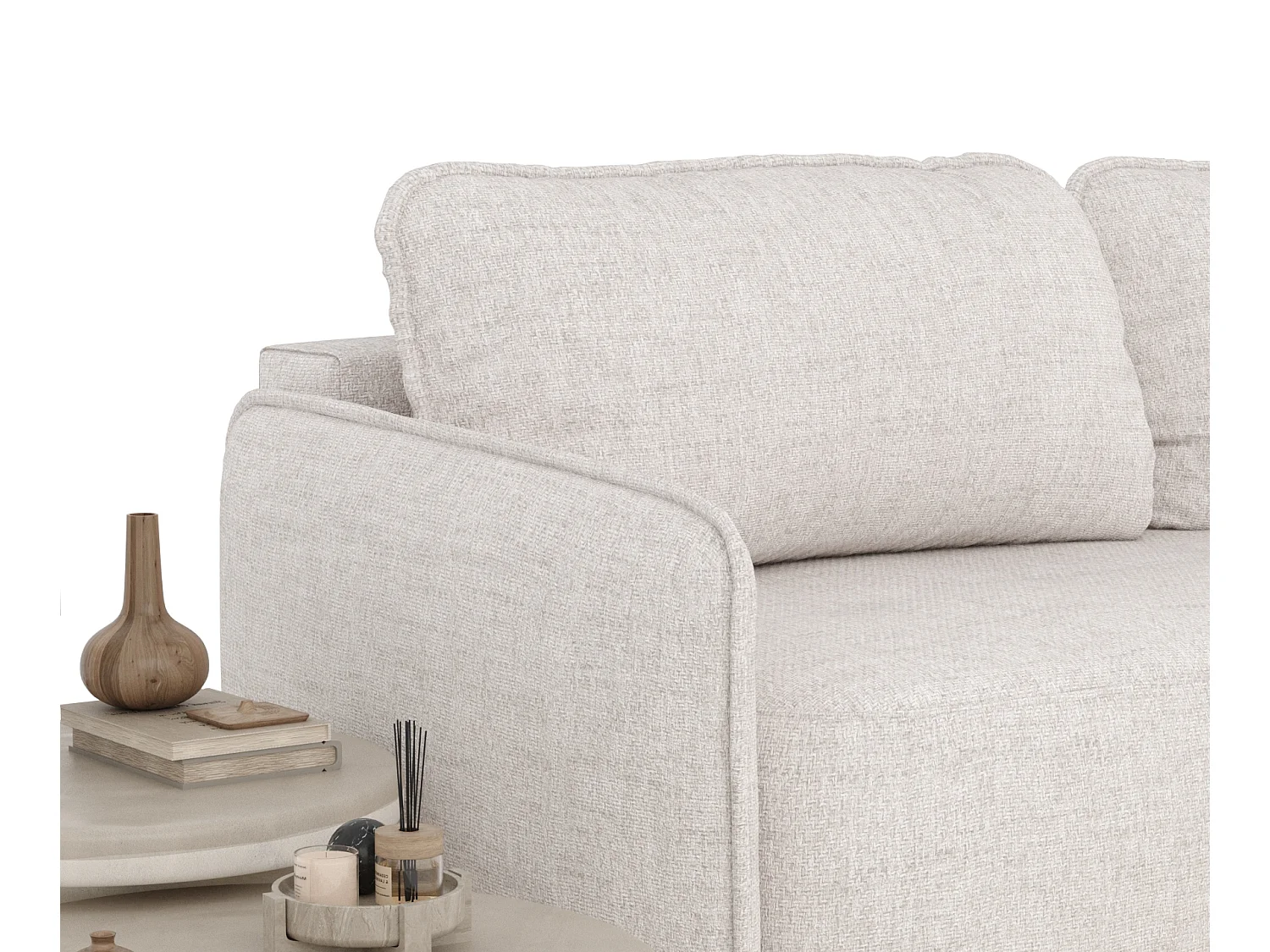 Canapé convertible Mitsis - toile tissée - 3 places - beige