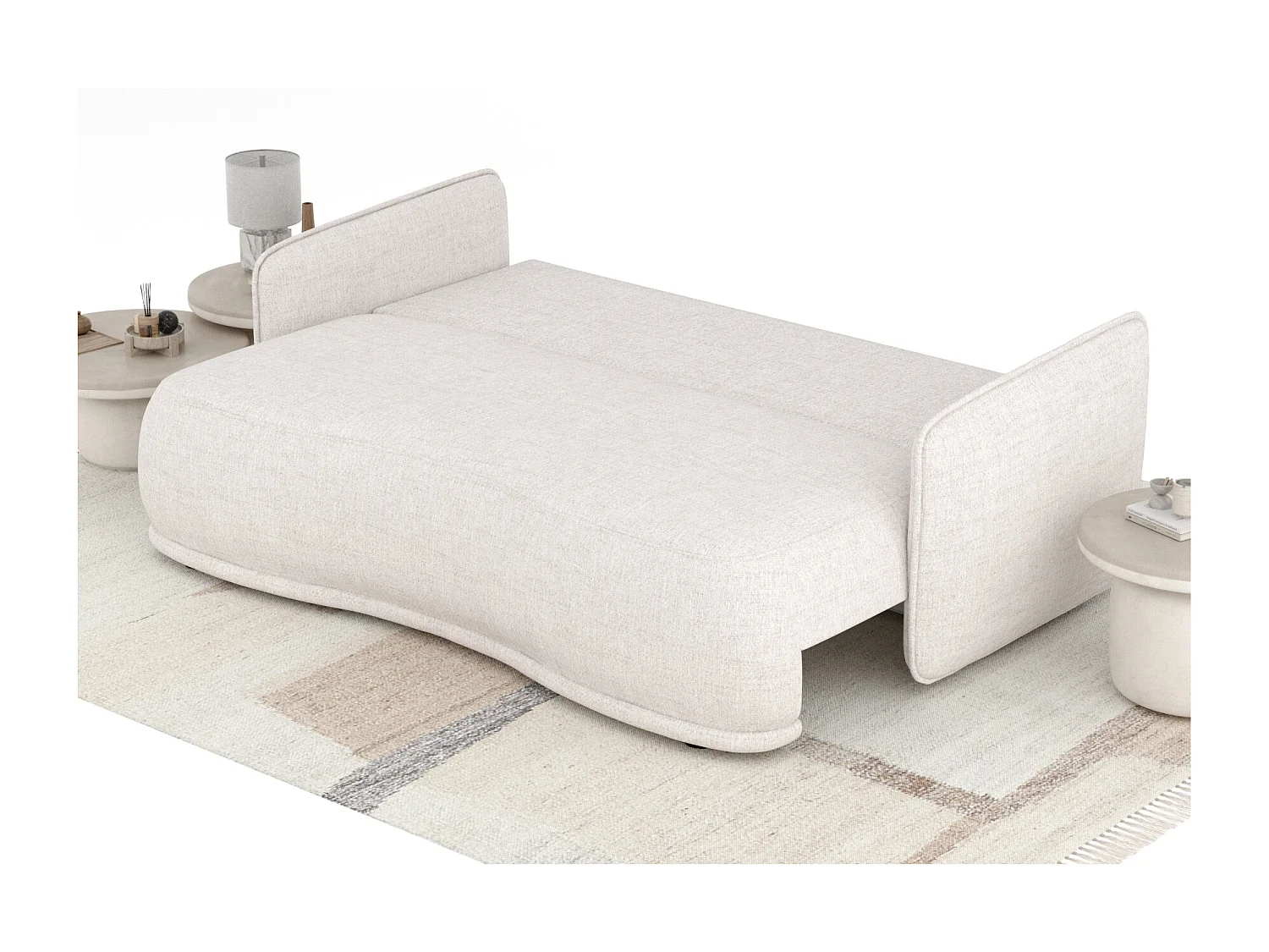 Canapé convertible Mitsis - toile tissée - 3 places - beige