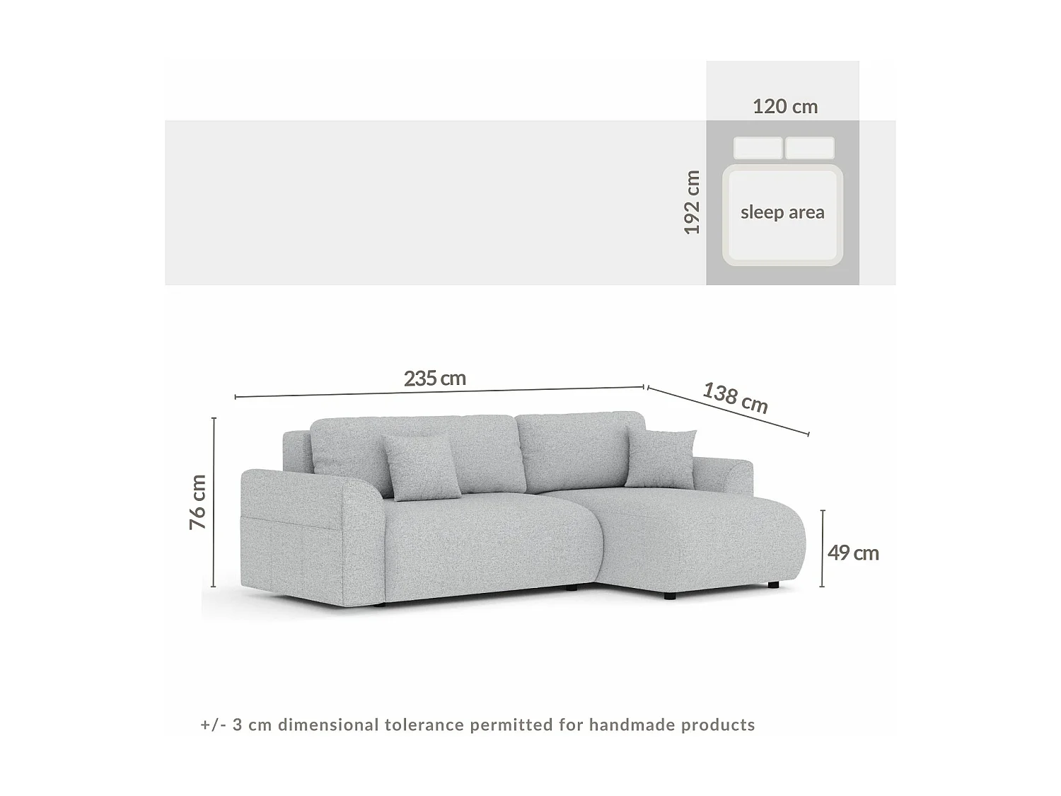 Canapé d'angle convertible Bodega - toile tissée - 4 places - beige