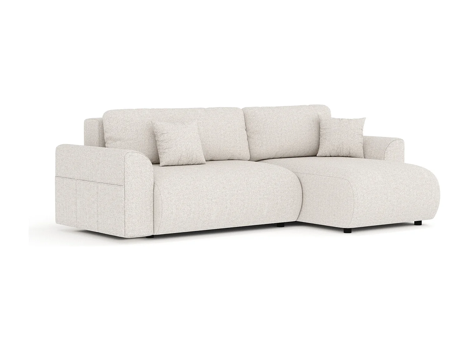 Canapé d'angle convertible Bodega - toile tissée - 4 places - beige