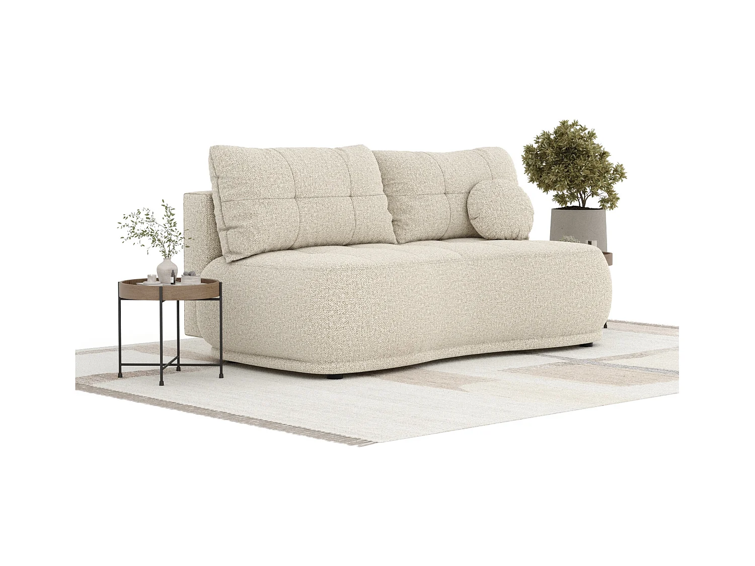Sofa mit Schlaffunktion Cirrus - Boucle-Stoff - Drei-Personen - beige
