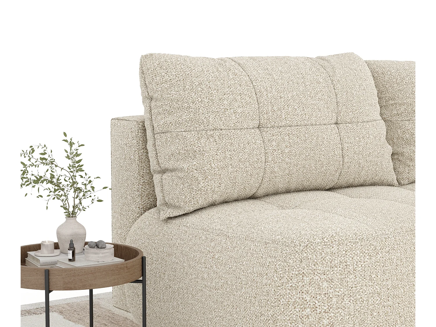Canapé convertible Cirrus - boucle - 3 places - beige