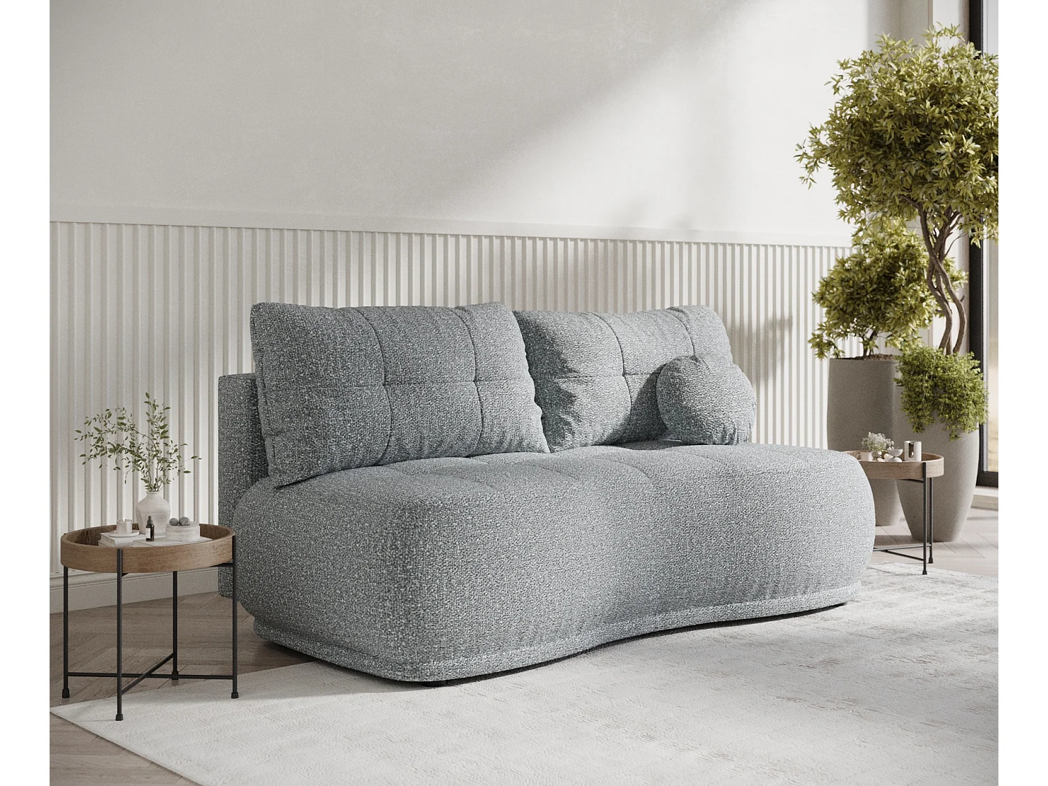 Canapé convertible Cirrus - boucle - 3 places - gris