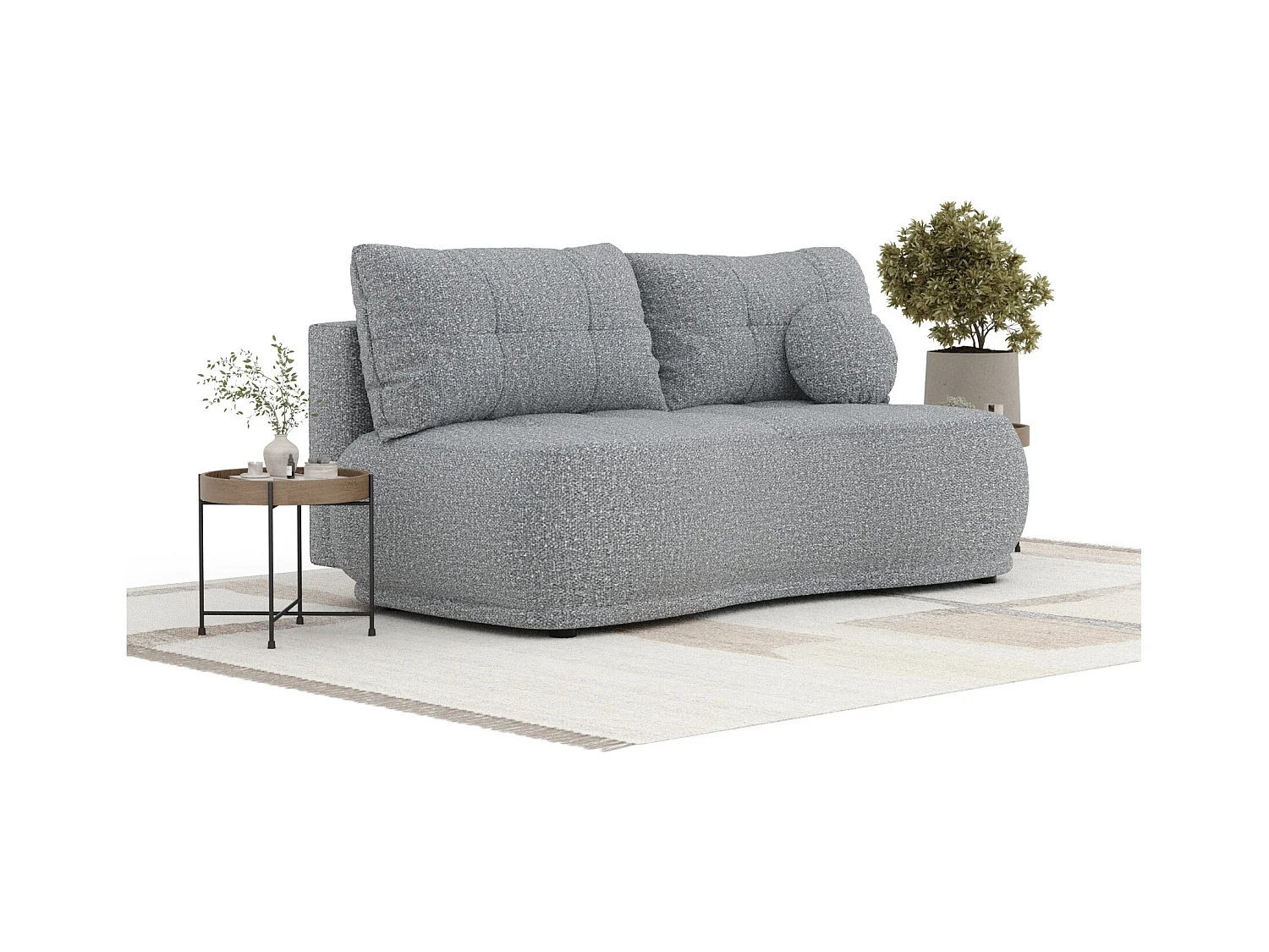 Sofa mit Schlaffunktion Cirrus - Boucle - Drei-Personen - grau