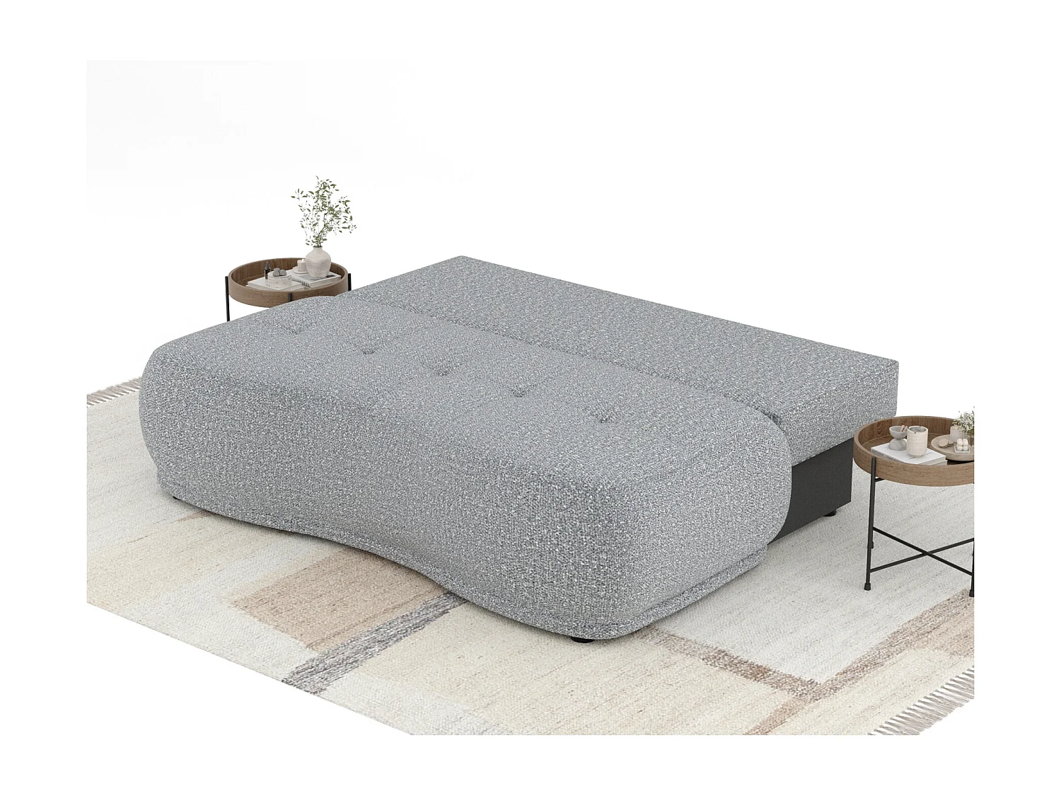 Canapé convertible Cirrus - boucle - 3 places - gris