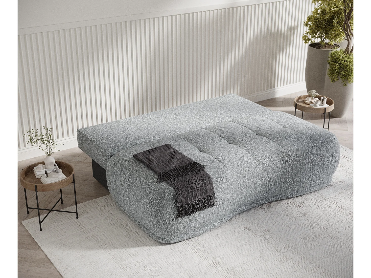 Canapé convertible Cirrus - boucle - 3 places - gris