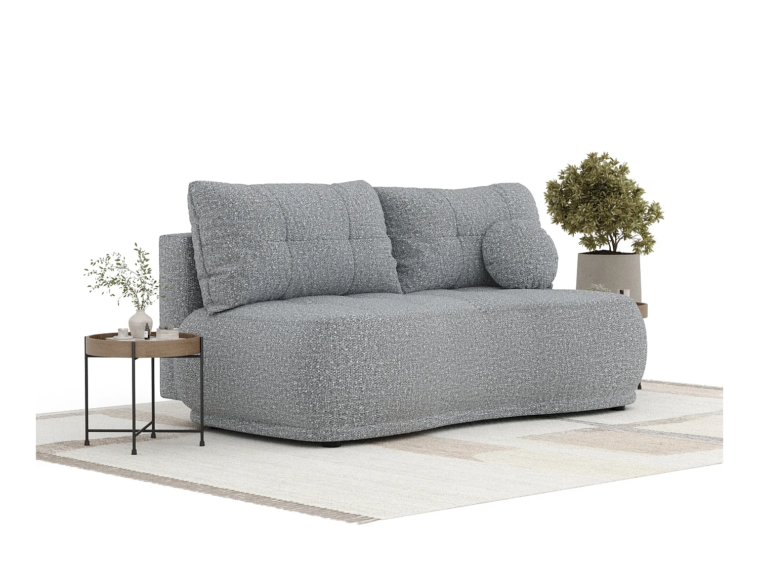 Canapé convertible Cirrus - boucle - 3 places - gris