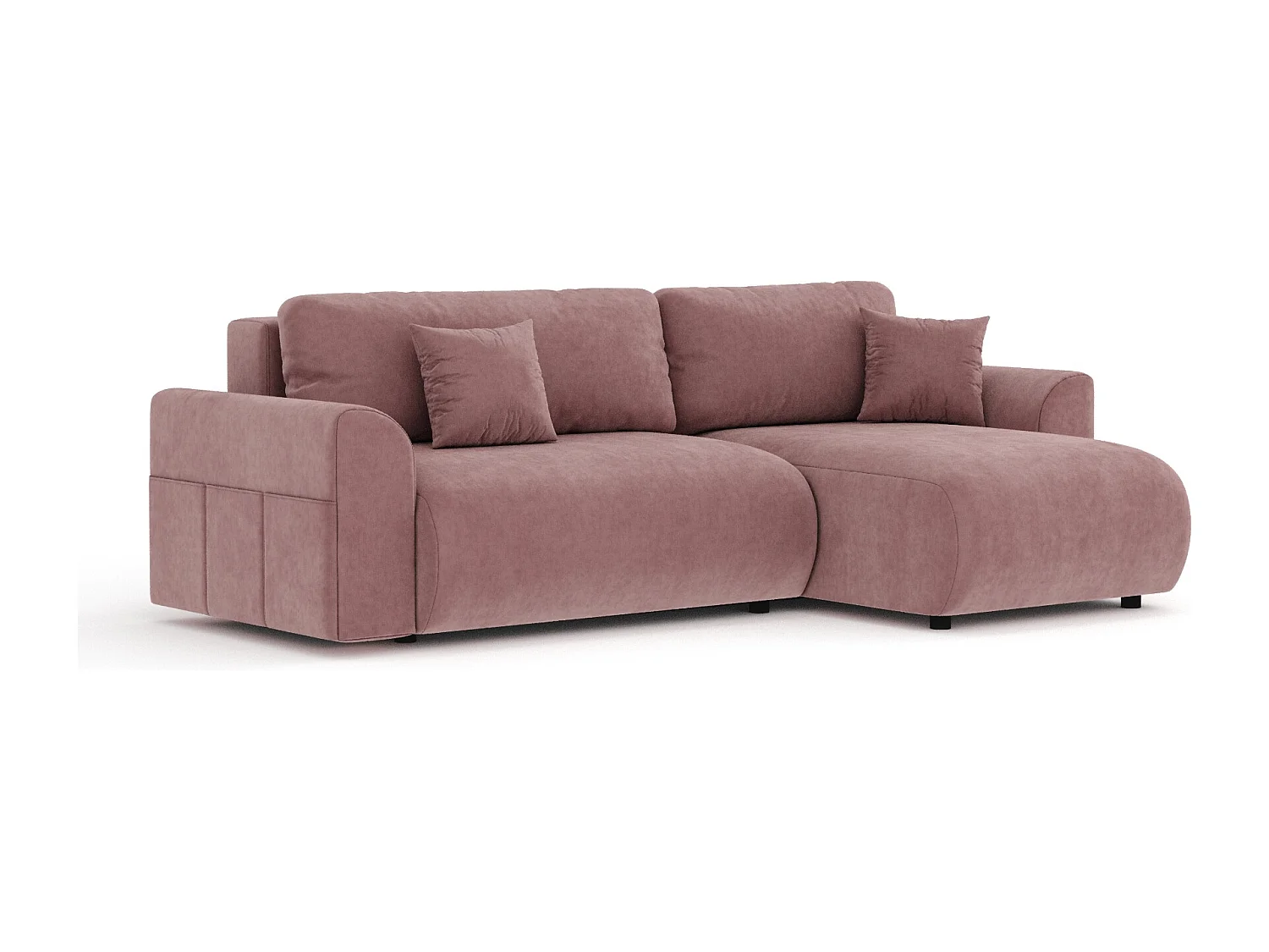 Canapé d'angle convertible Bodega - velours - 4 places - rose