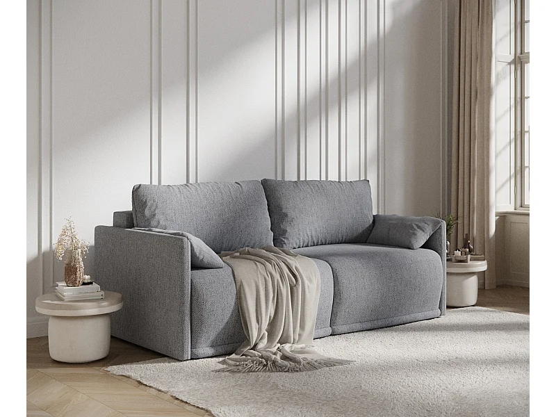 Canapé convertible Nappa - toile tissée - 3 places - gris