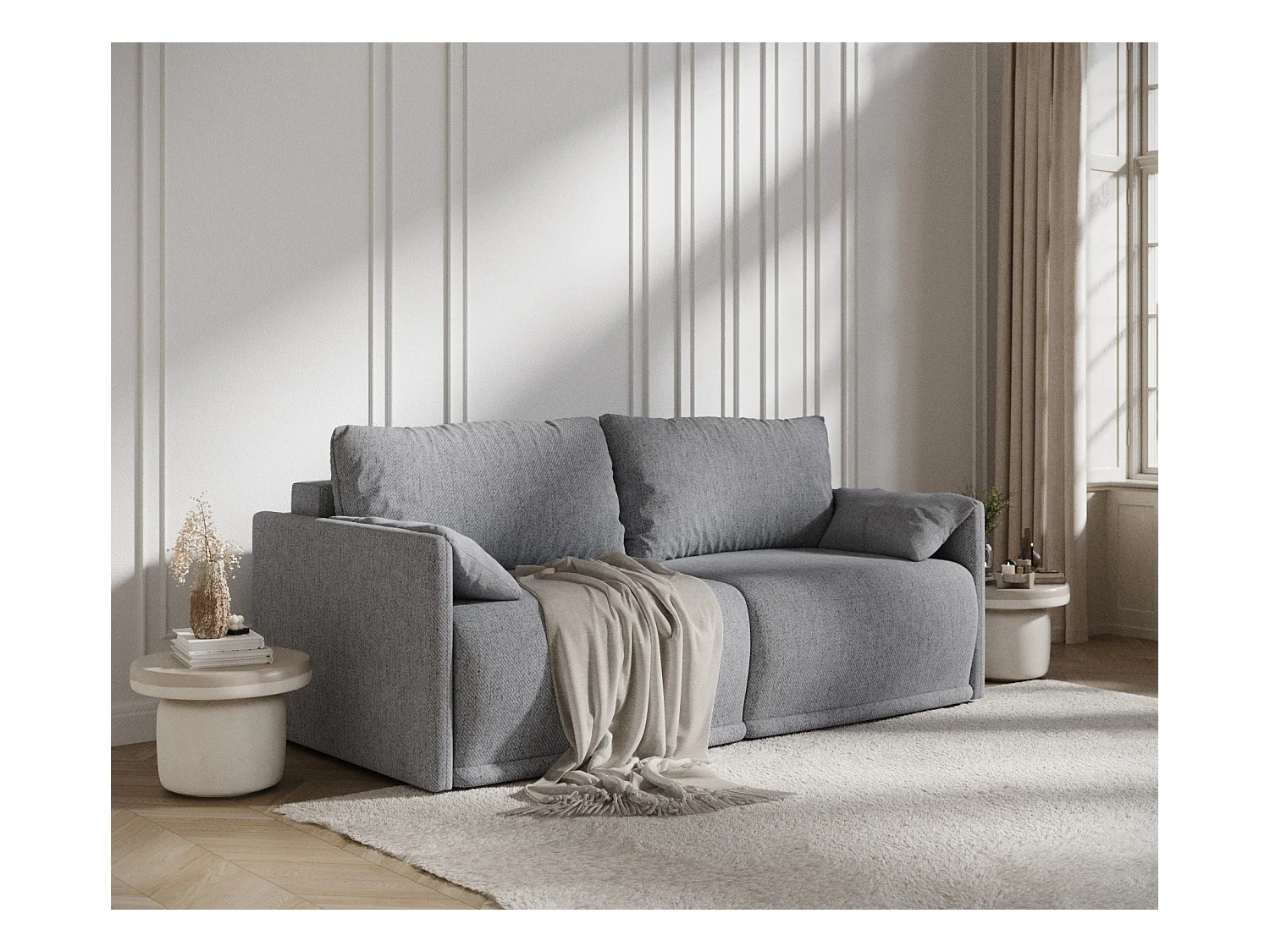 Sofa mit Schlaffunktion Nappa - Webstoff - Drei-Personen - grau