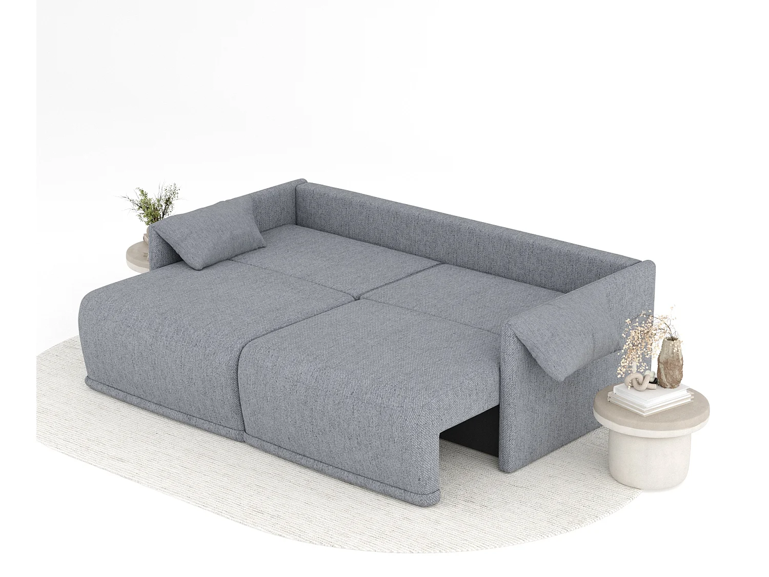 Canapé convertible Nappa - toile tissée - 3 places - gris