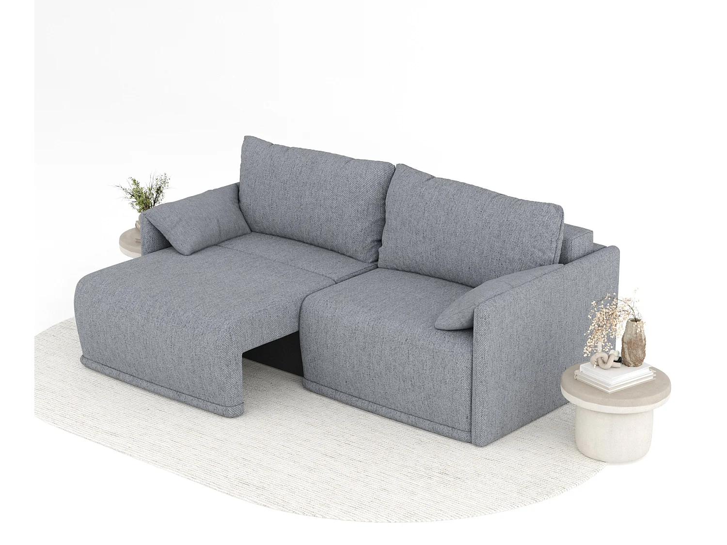 Canapé convertible Nappa - toile tissée - 3 places - gris