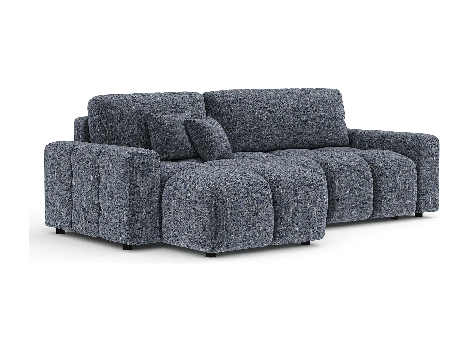 Canapé d'angle convertible Ucci - toile tissée - 4 places - bleu marine