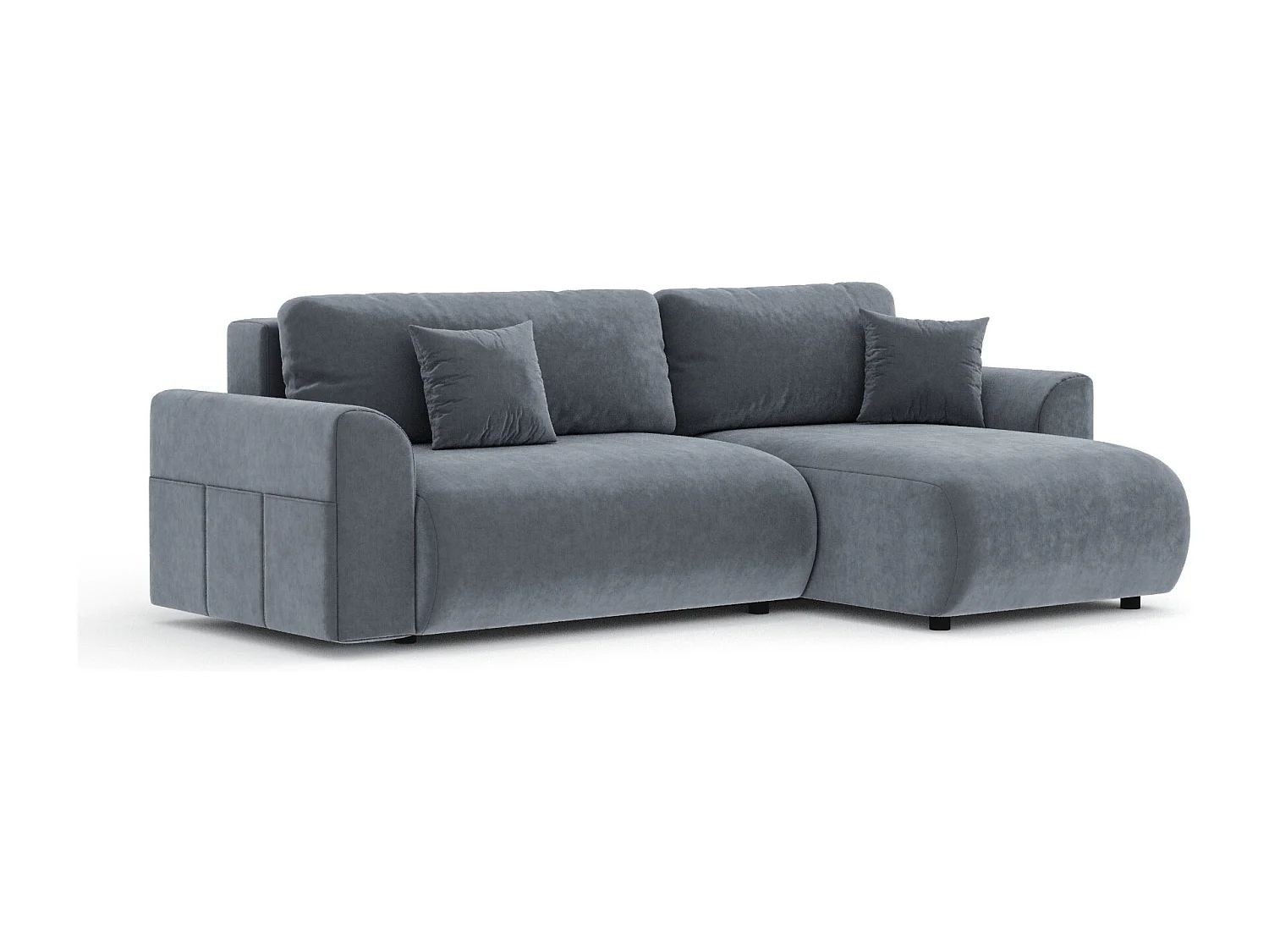 Canapé d'angle convertible Bodega - velours - 4 places - bleu
