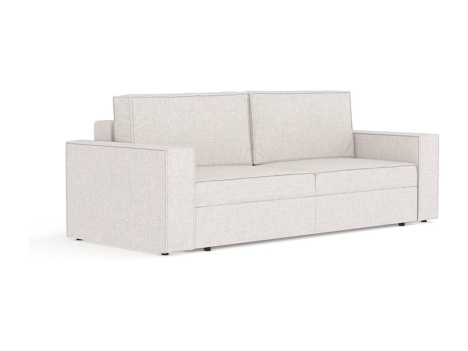 Canapé convertible Leo - toile tissée - 3 places - beige