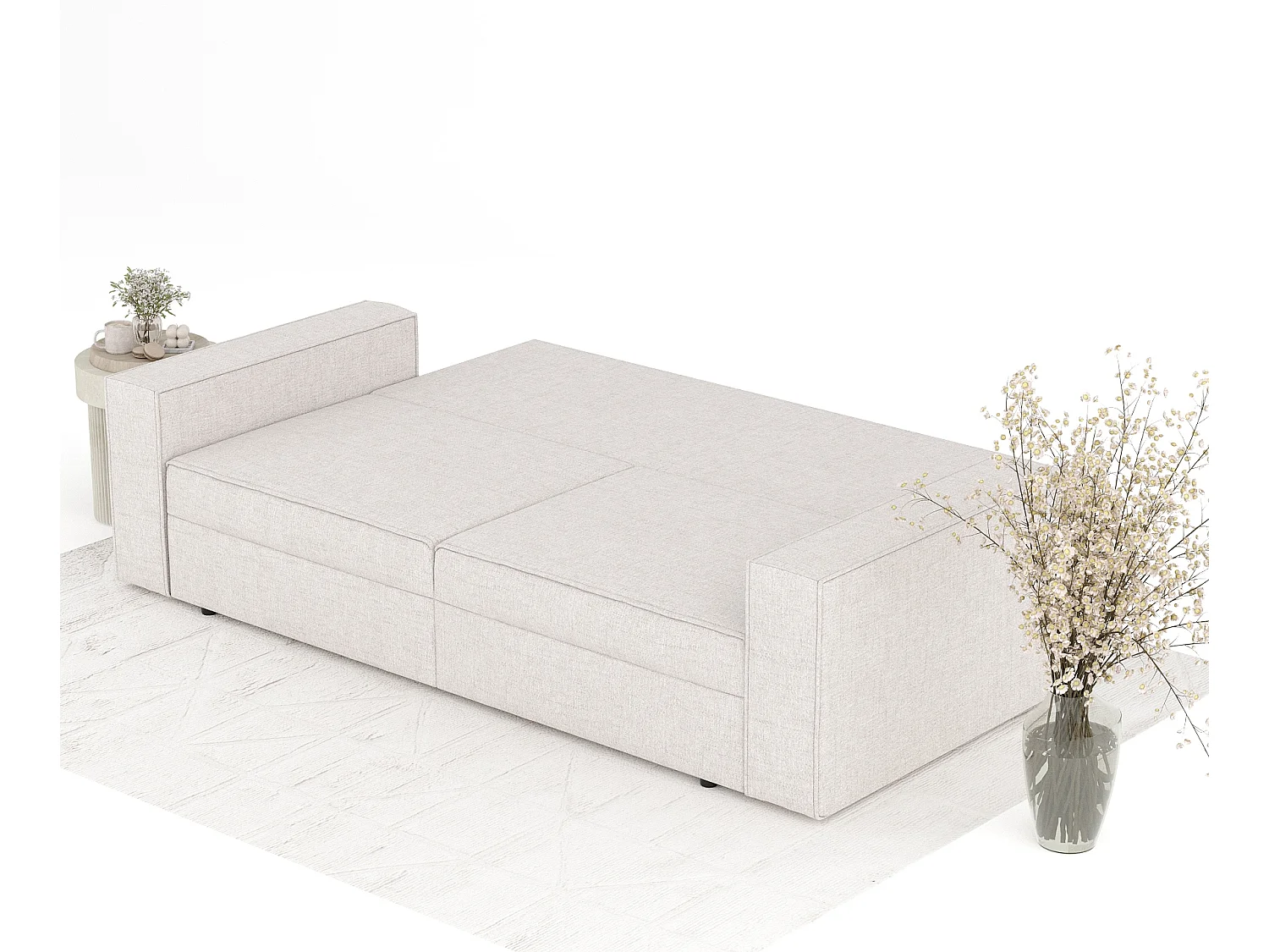 Canapé convertible Leo - toile tissée - 3 places - beige